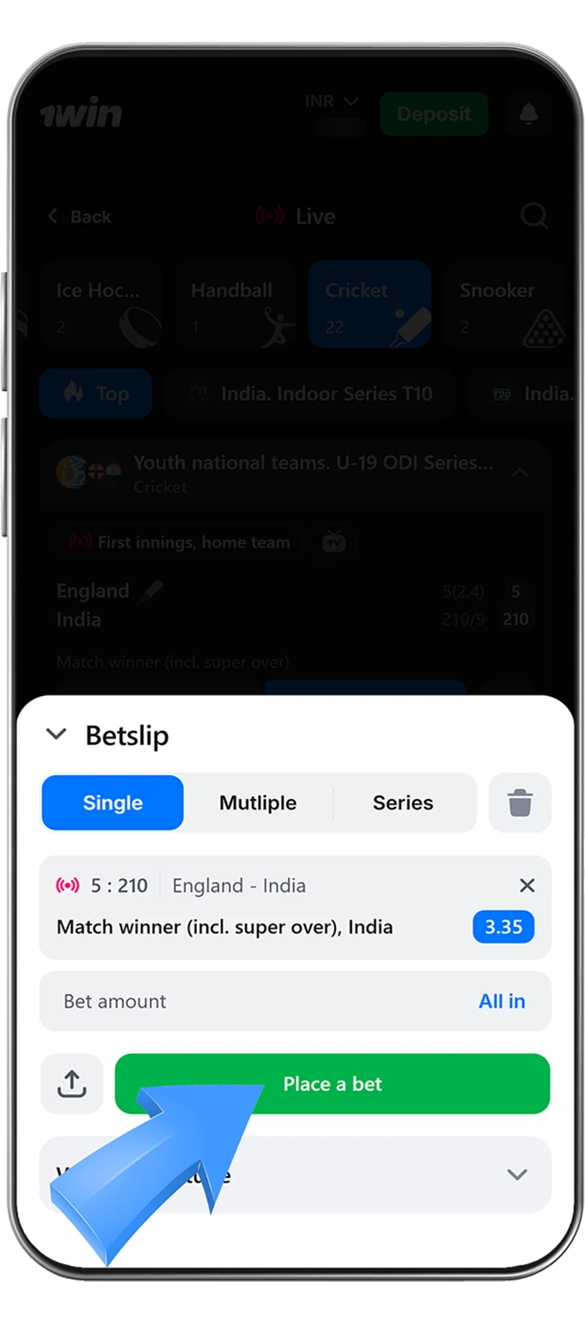 Get information on how to place a bet at 1Win casino.