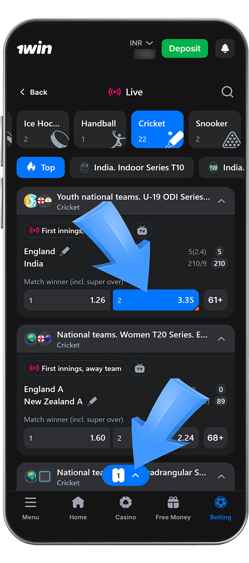 Find out how to place a bet on a specific market at 1Win casino.