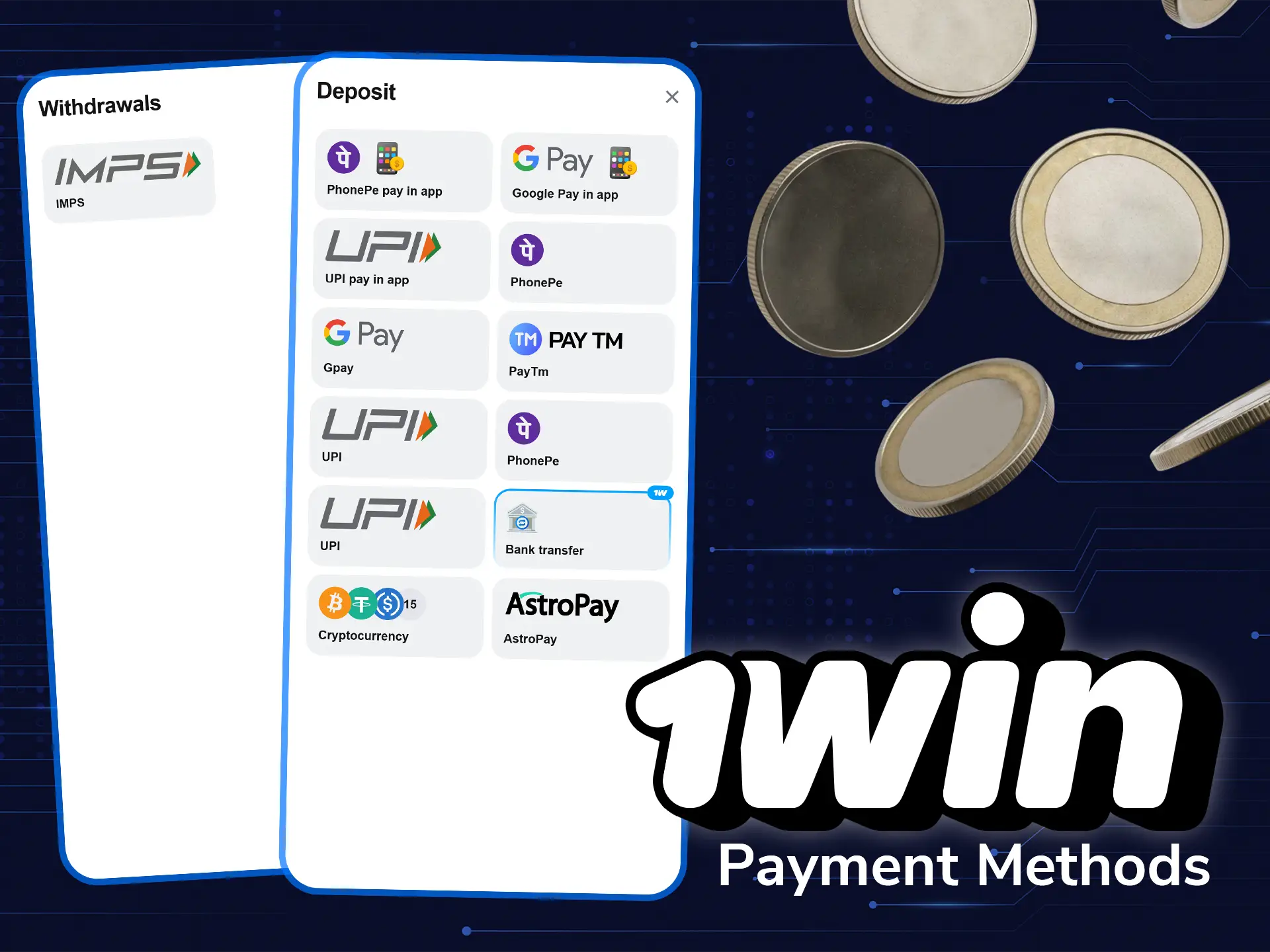 Enjoy the convenience of payment transactions at 1Win.
